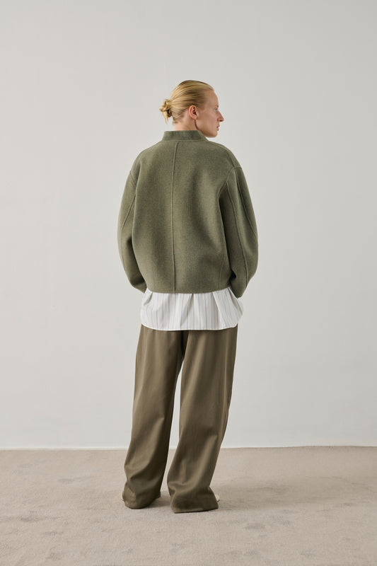 Manteau Windsor - Gris/Vert - Double face - Femme