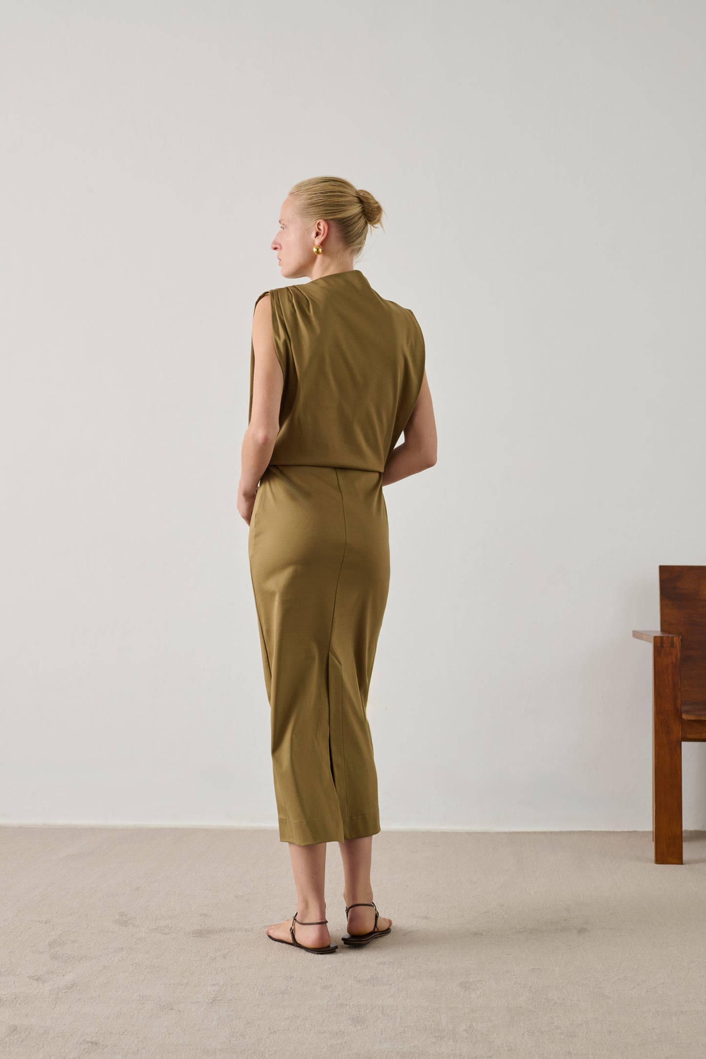 Robe Gemma - Beige Vert - Coton - Femme